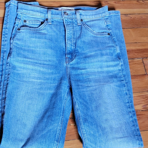 Reformation Harper Ultra High Rise Skinny Jean in Cyprus Color Sz 25 - Picture 3 of 13